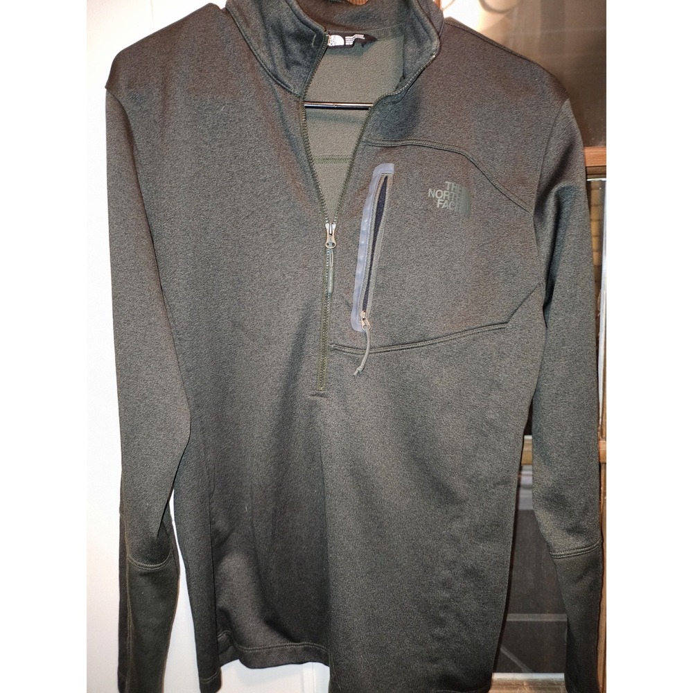 Mens North Face 1/4 Zip Fleece Pullover, Olive‎ Green